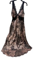 gilligan and omaley size large nightgown sleepwear slip dress pink and black lac