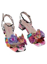 Betsey Johnson Maranda Black Multi Floral Butterfly Applique Block Sz 7.5M
