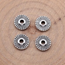 20/50PCS Antique Silver Tone Small Hole Round Spacer Bead 10X10mm GGS39-17115