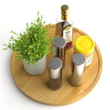 Lazy Susan Organizer Homerays 12 Inch Non-Skid Bamboo 12" - Bamboo, 