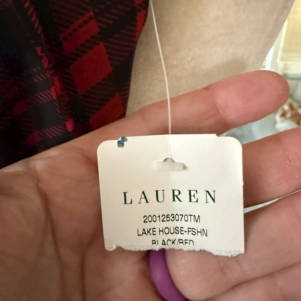 Falda a Cuadros Lauren Ralph Lauren Roja Negra Volantes Mediana Preppy Preparación Vacaciones  Foto 2 de 4