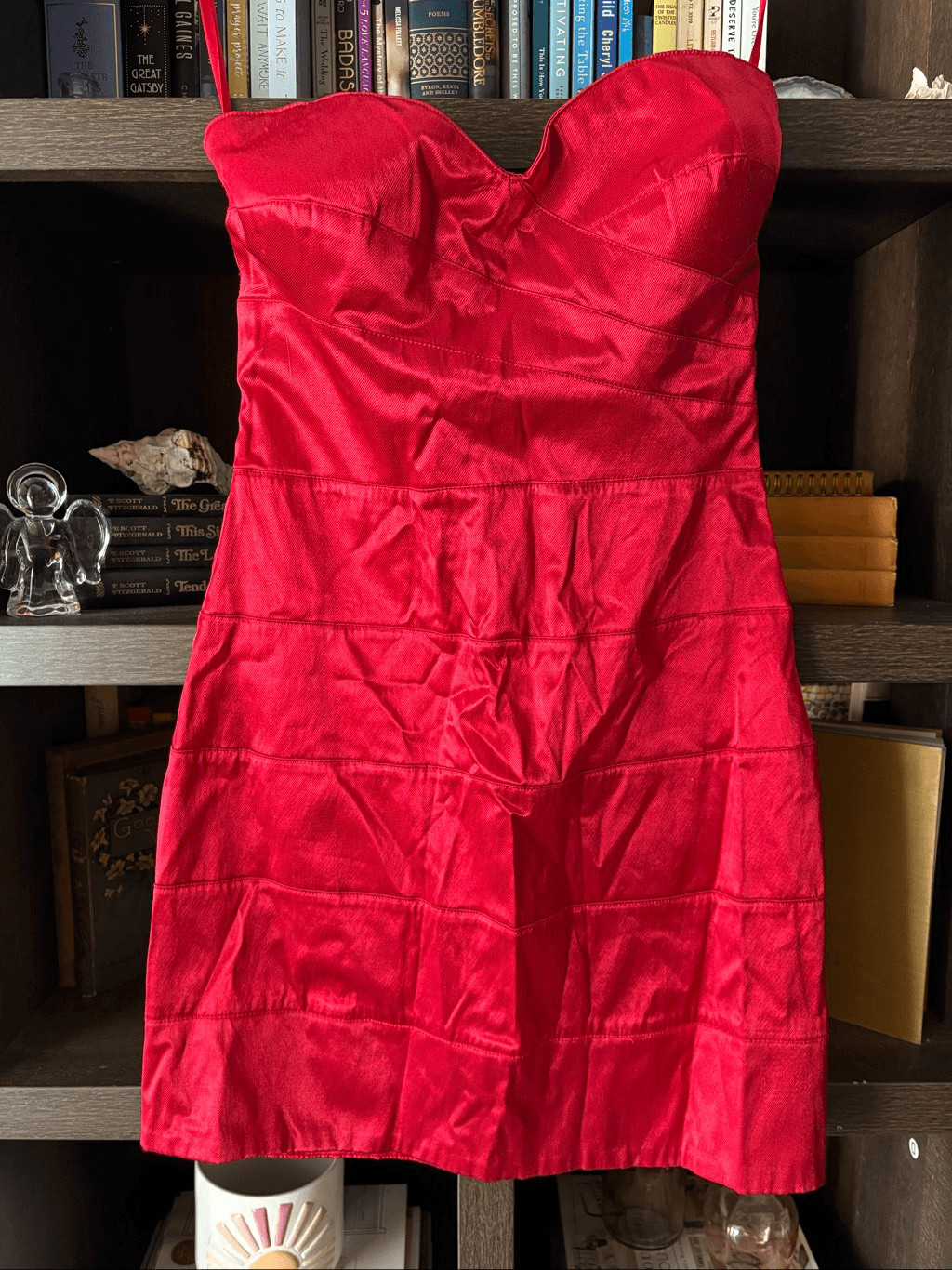 Vintage Y2K Charlotte Russe Red Satin Strapless Mini Dress Size Medium