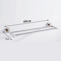 60cm Towel Racks Double Rail Holder Wall Mounted Bathroom Kitchen UK