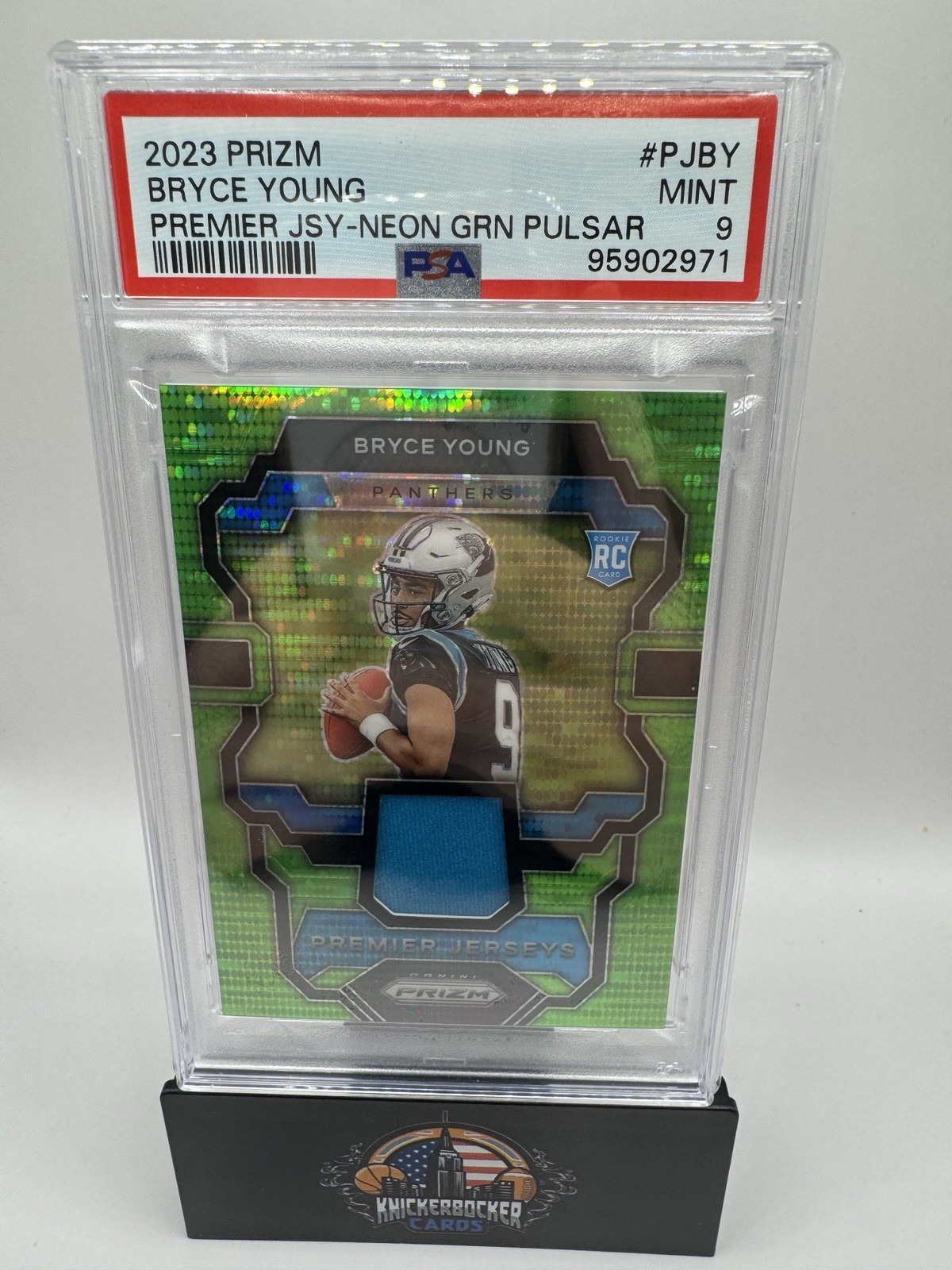 2023 Prizm Bryce Young Premier Jerseys Neon Green Pulsar Patch #PJBY RC PSA 9
