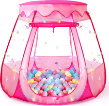 Pop up Princess Tent with Colorful Star Lights for 1 2 3 Year Old Birthday Gift,