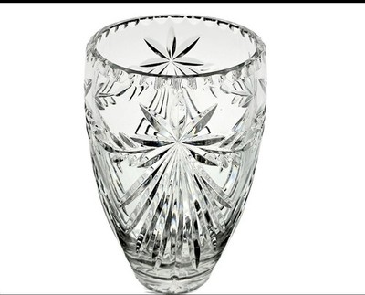 VTG Crystal Clear Industries Atrium 9  Vase Floral 24% Lead Cut Crystal Poland