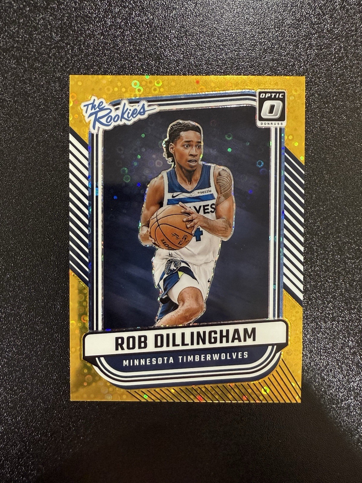 2024-25 Panini Optic Rob Dillingham The Rookies Gold Disco Prizm #/10 Rookie RC