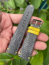 Size 22mm/18mm, Leather/Skin Stingray Watch Strap Band Gray, Custom Strap
