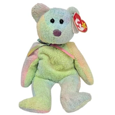 Ty Groovy Tie Dye Teddy Bear Retired Beanie Baby Stuffed Animal Plush Toy 8"