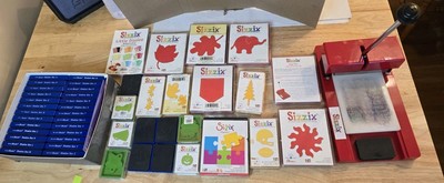 SIZZIX Original Red Die Cutter Cutting Machine &  21 Dies Plus Alphabet Shapes