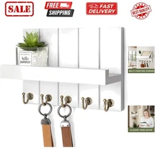 Key Holder for Wall - Decorative Mail Organizer Wall Mount with 5 Key Hooks f...