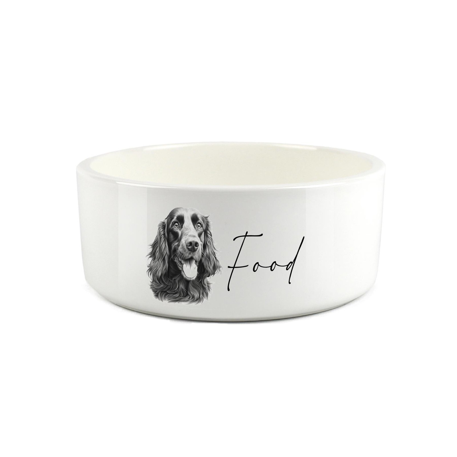 Cocker Spaniel Pet Food Bowl - Ceramic Sketch Dog Feeding Dish Gifts