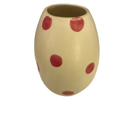 Vintage Pottery Barbara ''B. Eigen'' Studio Vase Yellow polka dot Hand Made USA