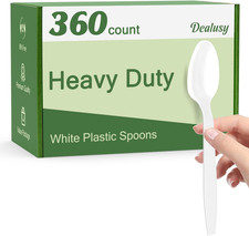 360 Count White Plastic Spoons Disposable, Bpa-Free, Heat Resistant, Solid and D