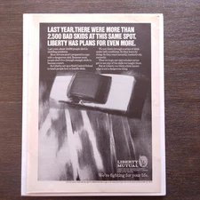 1973 Print Ad Liberty Mutual Insurance Skidding Car Traffic Accident Awareness 