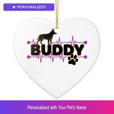 Custom Pitbull Pit Bull Paw Print Heartbeat Ornament Personalized Pet Lover Gift