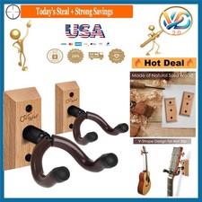 Guitar Wall Mount 2 Pack - Rotatable Wooden Guitar Hangers for Acoustic Elect...