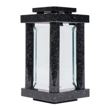 Grab-Lampe Granit Nero Angola Friedhof-Leuchte Grab-Licht modern hochwertig Glas