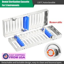 PREMIUM Dental Autoclave Sterilization Cassette Rack Box Tray For 5 Instruments