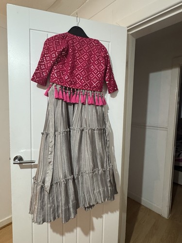 Girls Indian Style Dress : Size 30 - Hot Pink & Grey - Picture 2 of 5