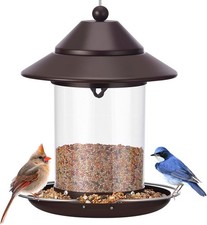Metal Roof Bird Feeder, Bird Feeders for Outdoors Hanging with Clear Tube Seed C