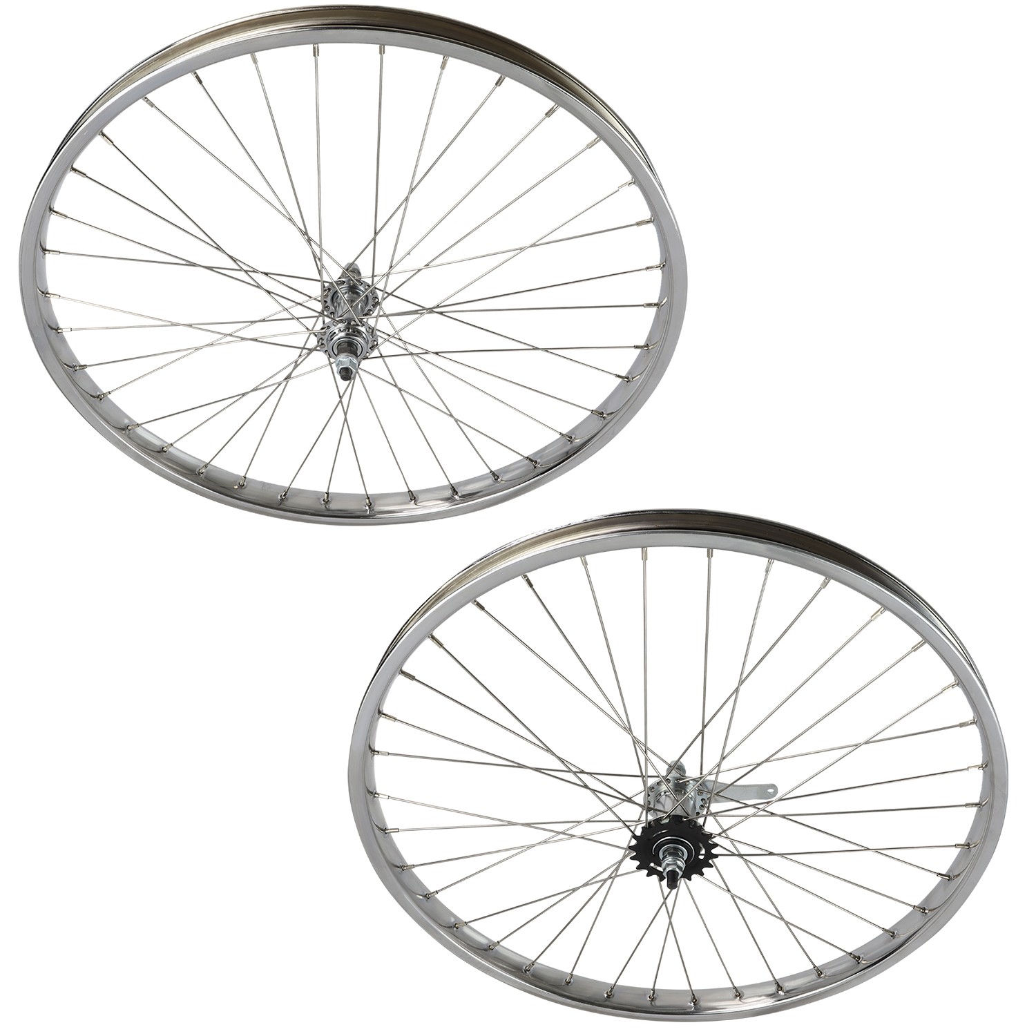 24 X 2.125 HEAVY DUTY BEACH CRUISER 12G FRONT OR COASTER CHROME 36 SPOKE RIMS
