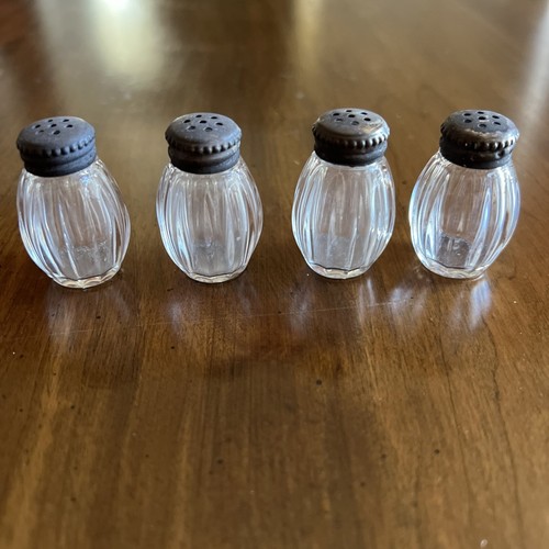 Vtg 4 Christofle Orfevrerie Sterling Silver Cap Crystal Salt & Pepper Shakers - Picture 2 of 16
