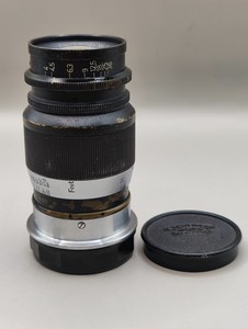 Leitz Wetzlar Elmar 9cm / 90mm f/4 Lens & Caps.  L39 Mount.  1945. Clear optics