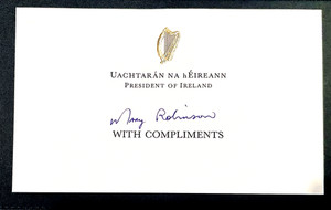 Mary Robinson Former President of Ireland Signed Note Card