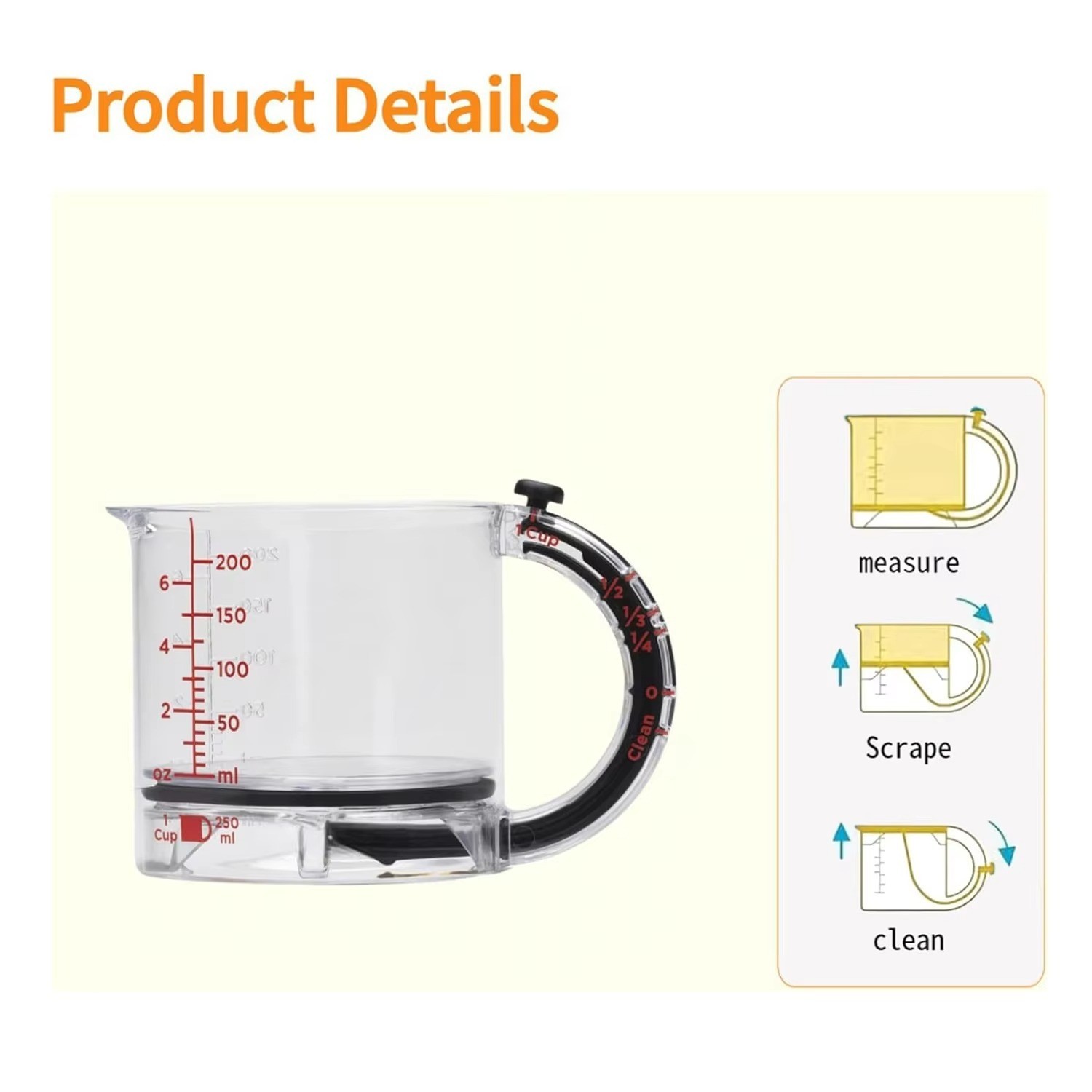 4-In-1 Adjustable Measuring Cup - Multi-Functional up Cup Measuring Cup,