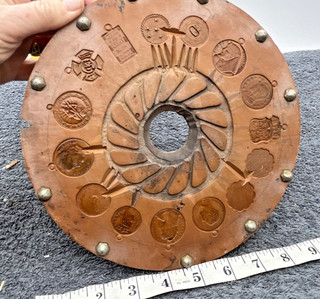 antique jewelry making mold reel gold cast metal charms wheel vintage stone?