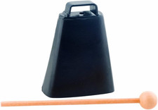 Black Metal Cowbell With Mallet 4.25 x 3 x 1.25 In.; Age 3