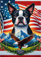 Puppy with Flag Diamond Painting Kit Full Round 5D Patriotic Dog Art