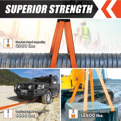 2 Pack 2"x10FT Super Sturdy Lift Sling Strap, 18800 Pound Capacity Heavy Duty... - Picture 5 of 7