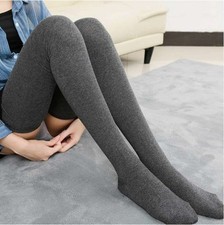 Cotton Women Thigh High Over the Knee Socks Extra Long Cotton Stockings Girls US