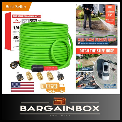 #ad Flexible 50FT Professional Pressure Washer Hose for Yard and Vehicle Cleaning $61.19