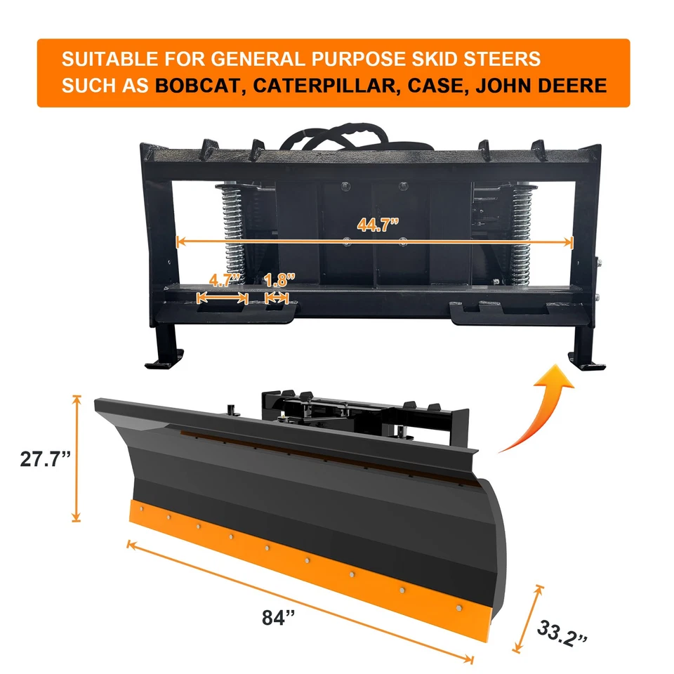 Hoja de excavadora 84" quitanieves minicargadora accesorio hidráulico velocímetro rápido EE. UU. STOCK Foto 3 de 4