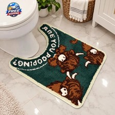 Highland Cow Bathroom Rug are You Pooping Funny Toilet Mats for Bathroom U Sh...