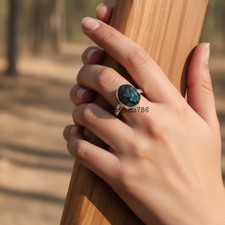 Black Fire Opal Gemstone 925 Sterling Silver Ring Handmade Jewelry Ring For Gift