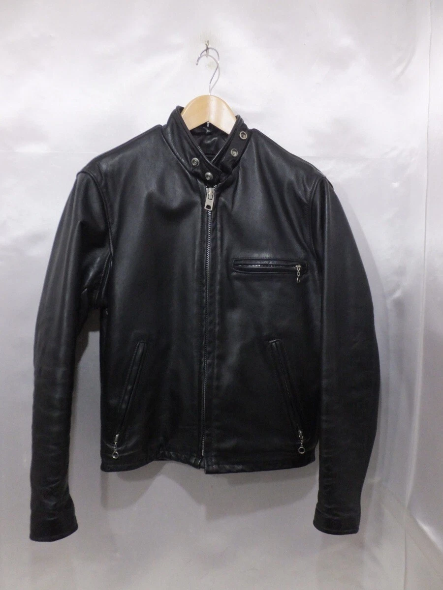 Schott 641 Single Leather Riders Jacket Made In Usa Size 34 Black