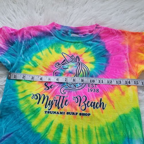 Myrtle Beach SC Kids Tie-dye T-Shirt Short Sleeve Unicorn Graphic Neon - Picture 3 of 4