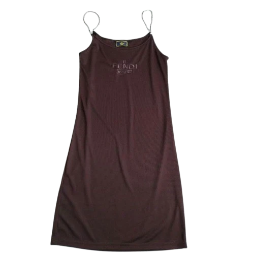 Fendi abito camicetta marrone logo ricamo marrone 100% poliestere made in Italy