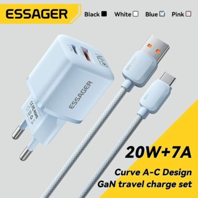 Essager 20W GaN USB Type C Charger PD Fast Charge Phone QC 3.0 Quick Chargers Fo