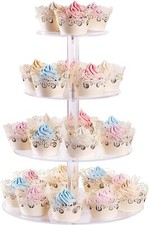 Cupcake Stand 4-Tier Round Acrylic Cupcake Display Stand Dessert Tower Pastry