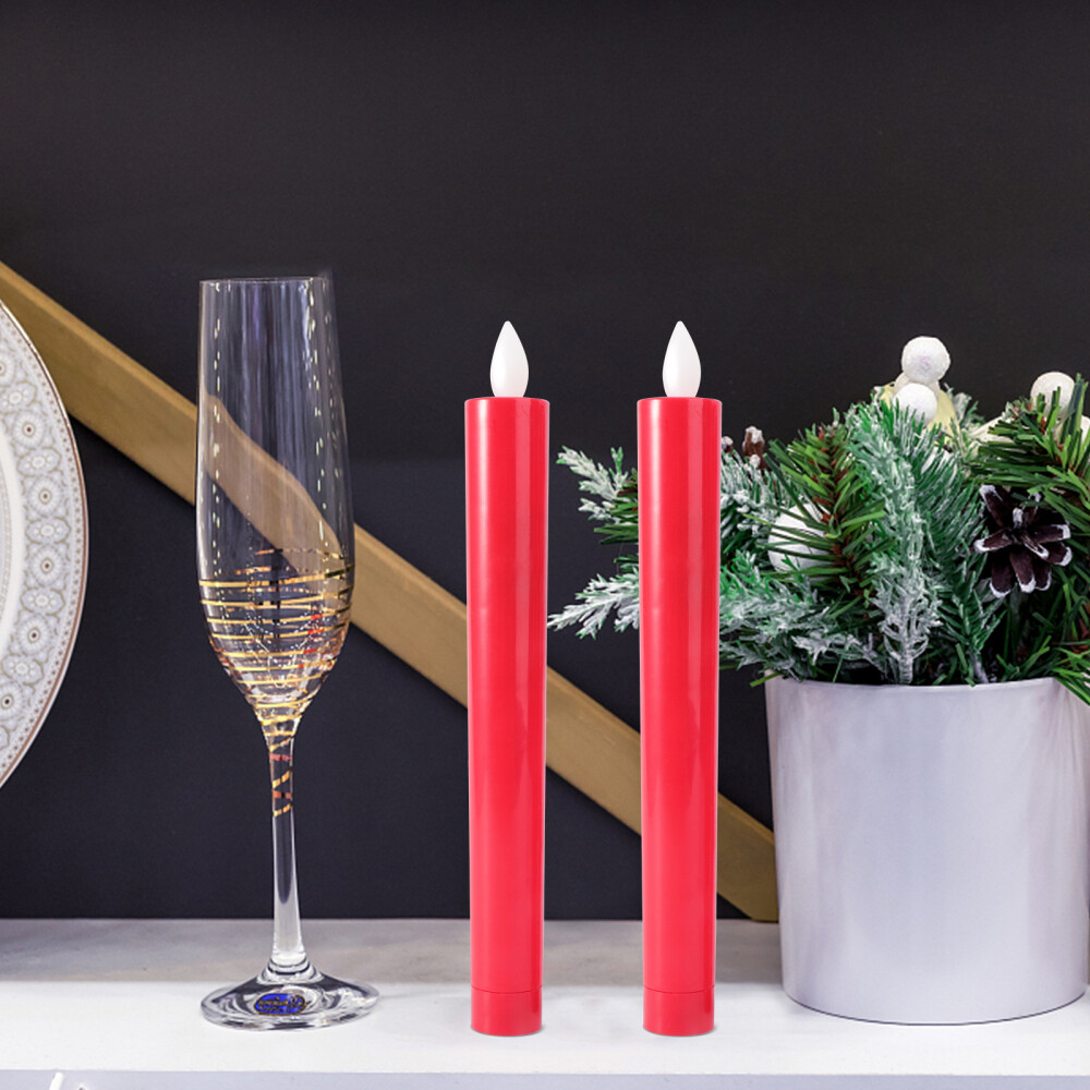 Vibrant Red LED Flickering Candle Sticks Flameless Lights (1 Pair) eBay