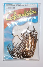 gamakatsu 4/0 offset shank worm bass round bend rb hooks 54114-25 value pack