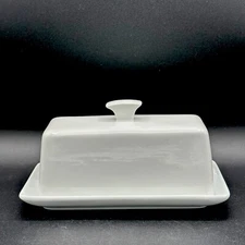 Maison by Home Essentials 8 Inch White Butter Dish with Handled Cover Heavy Duty