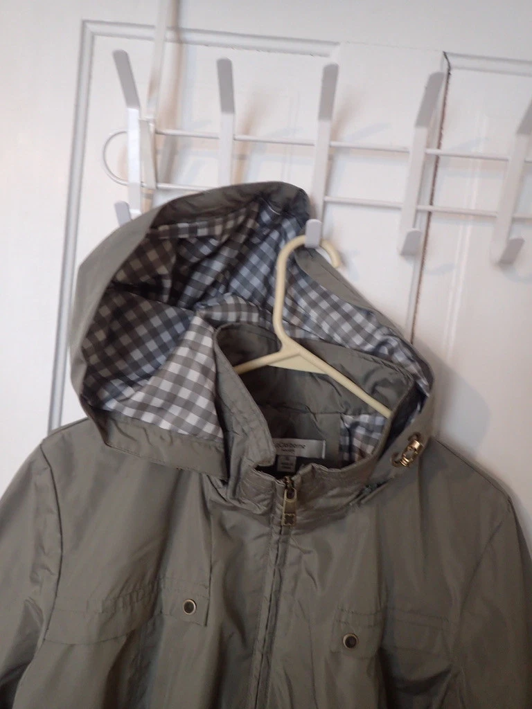 Liz Claiborne Ladies Coat Hooded Rain Jacket with Quilted Accents