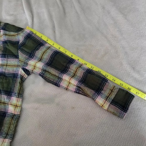 Old Navy Long Sleeve Button Up Oversized Fennel Shirt Green Plaid Girls Sz 8 - Picture 12 of 14