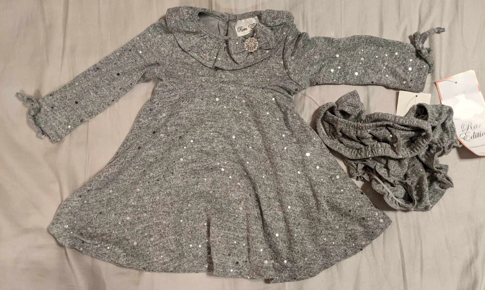 Vestido de férias prata cinza tamanho 12 meses edições raras com capa de fralda novo com etiquetas - Imagem 2 de 4